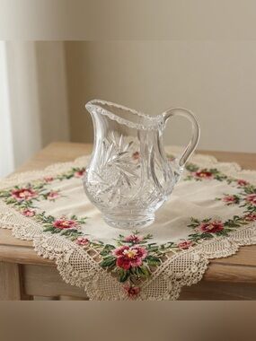 Bohemia Crystal Pinwheel Creamer Hand Cut 24% Lead Crystal 3.75” Czech Glass